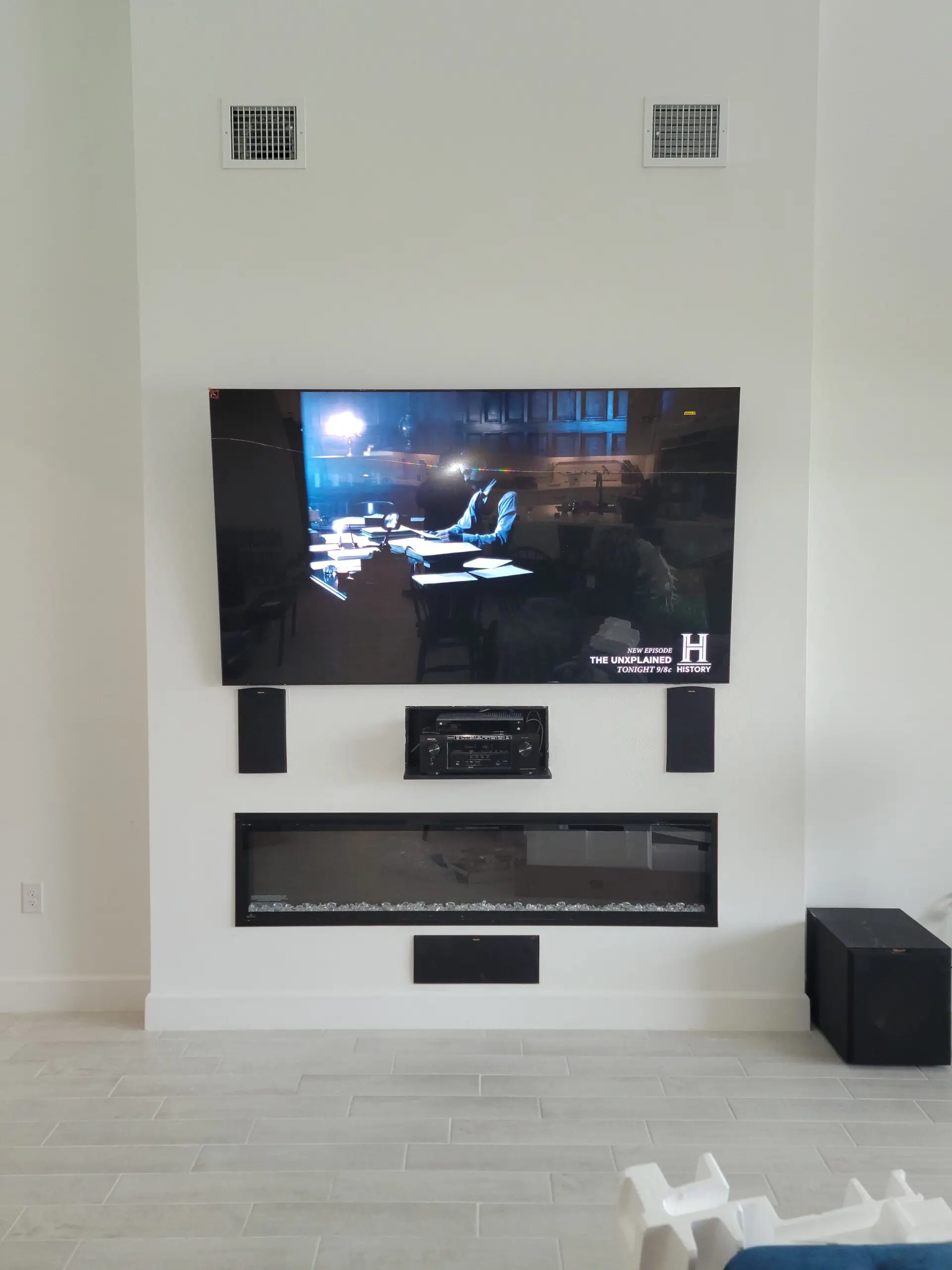 Fireplace with built in media center Brevard County