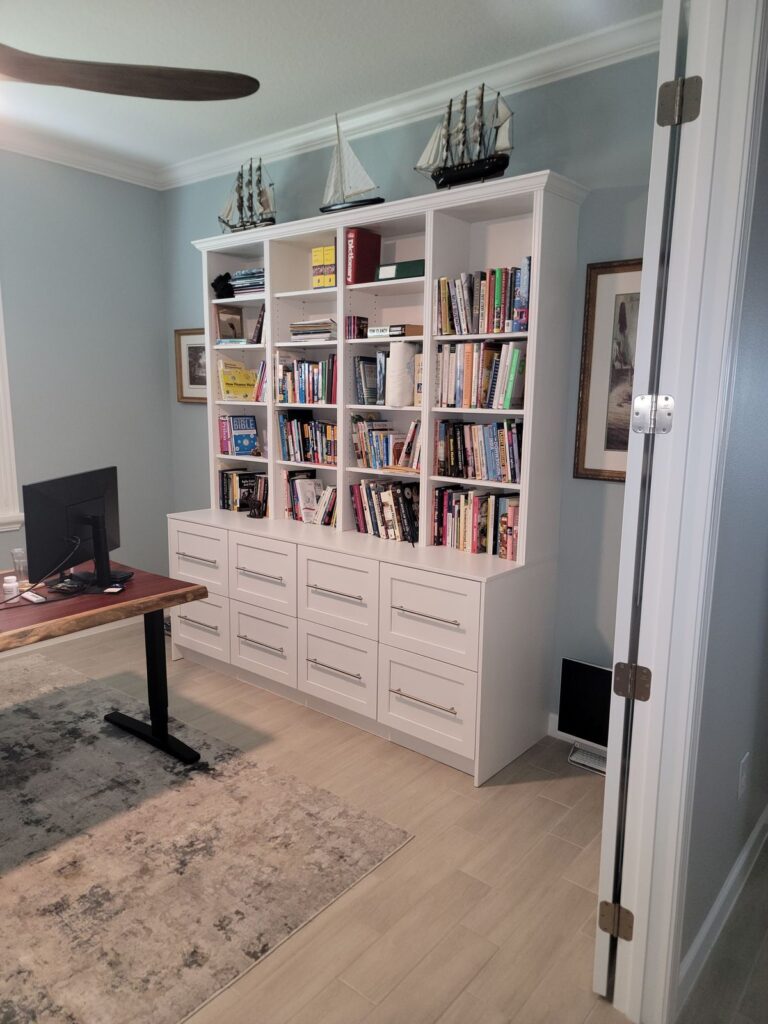 Custom office built-in bookshelves