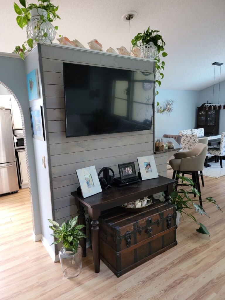 Shiplap TV feature wall
