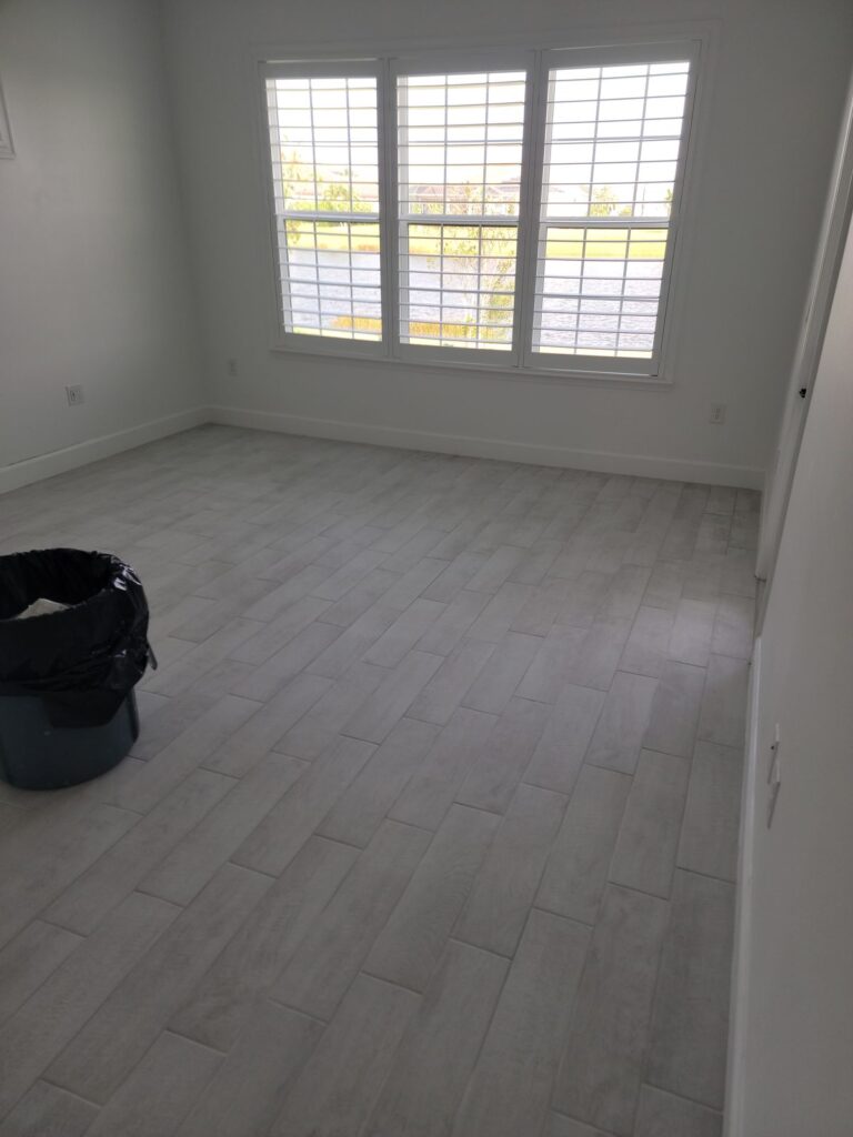 New tile floor in bedroom