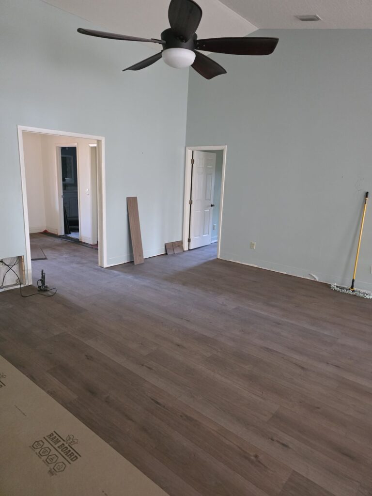 Vinyl plank flooring into hallway